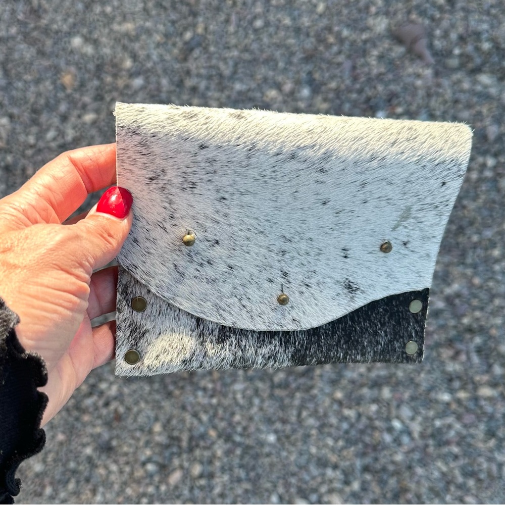 Stylish Black and White Cowhide Wallet